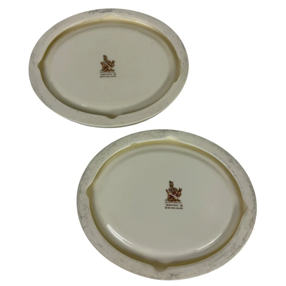 Royal Doulton Bunnykins Oval Plates Set of 2 English Fine Bone China‎ Vintage